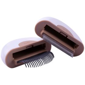 2-in-1 Travel Connecting Grooming Pet Comb and Deshedder (Color: Brown, size: small)