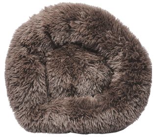 High-Grade Plush and Soft Rounded Dog Bed (Color: Brown, size: large)