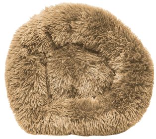 High-Grade Plush and Soft Rounded Dog Bed (Color: Khaki, size: medium)