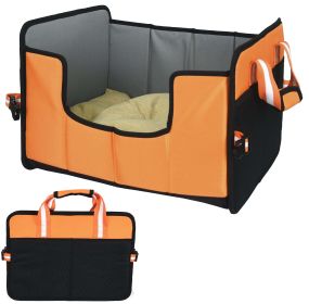 'Travel-Nest' Folding Travel Cat and Dog Bed (Color: Orange, size: small)