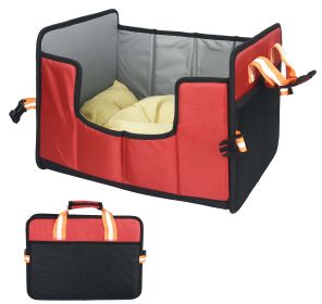 'Travel-Nest' Folding Travel Cat and Dog Bed (Color: Red, size: large)