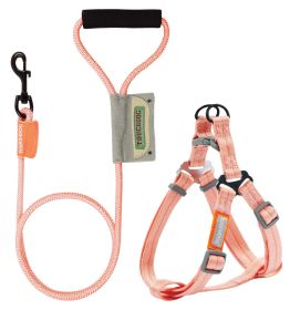 Durable Nylon Dog Harness and Leash Touch dog 'Macaron' 2-in-1 (Color: Pink, size: small)