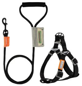 Durable Nylon Dog Harness and Leash Touch dog 'Macaron' 2-in-1 (Color: Black, size: small)