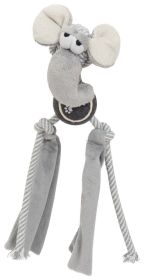 Rope Squeaker and Crinkle Tennis Dog Toy (Color: Grey)