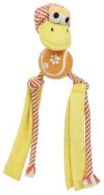 Rope Squeaker and Crinkle Tennis Dog Toy (Color: Orange)