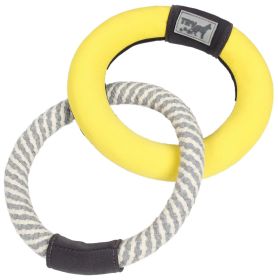 Rope and Floating Ring Dog Toy Ring Toss Dual-Connecting Jute (Color: Yellow)