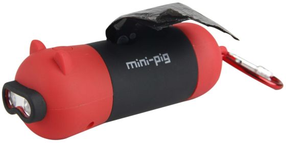 LED Flashlight and Waste Bag Dispenser (Color: Red)