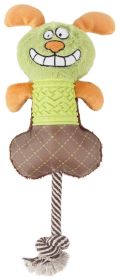 Nylon and Rope Squeaking Rubber Rope and Plush Dog Toy (Color: Green)