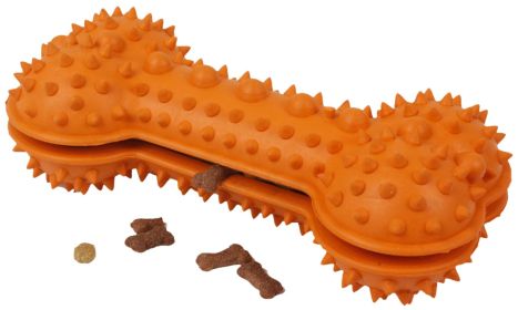 Treat Dispensing and Dental Cleaning Durable Dog Toy (Color: Orange)