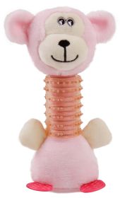 Totty-Chew' Plush and Rubber Squeaking Newborn Teething Dog Toy (Color: Pink)