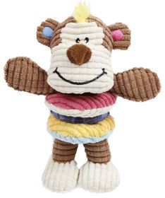 Plush Squeaking and Rubber Teething Newborn Puppy Dog Toy (Color: Brown)