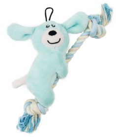 Plush and Jute Rope Squeaking Newborn Cat and Dog Toy (Color: Blue)