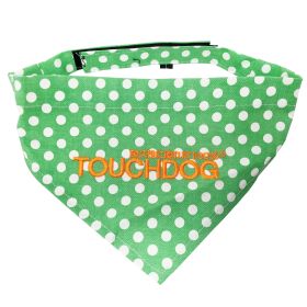 Touch dog 'Bad-to-the-Bone' Polka Patterned Fashionable Velcro Bandana (Color: Green, size: large)