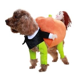 Halloween Funny Dog Clothes Pumpkin Costume Apparel Outfit (Color: A, size: XL)