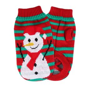 Christmas Turtleneck Sweater Pets Clothes Snowman Stripes Costume Winter Holiday Sweater (Type: Snowman, size: M)