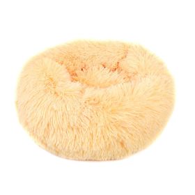 Small Large Dog Calming Bed Cozy Warm Plush Sleeping (Color: Apricot, size: 31in)