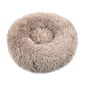 Small Large Dog Calming Bed Cozy Warm Plush Sleeping (Color: Light Coffee, size: 40in)