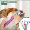 Three-Sided Pet Toothbrush, Toothbrush Cleaning Dog