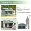 47.2 ' Large Wooden Doghouse Outdoor & Indoor with Porch; 2 Doors