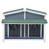 47.2 ' Large Wooden Doghouse Outdoor & Indoor with Porch; 2 Doors