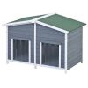 47.2 ' Large Wooden Doghouse Outdoor & Indoor with Porch; 2 Doors