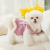 Warm and thickened dog clothes; bow sweater skirt; dog sweater