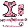 4Pcs Set Reflective No Pull Harness Collar Leash with Dog Poop Bag