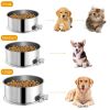 Stainless Steel Dog Bowl, Detachable Pet Cage Food Water Bowl with Clamp Holder